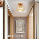 Retro gold metal LED ceiling light for balcony and hallway