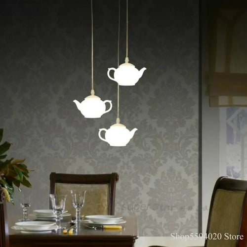 lustre créatif en forme de théière design moderne suspendu - vue 6 sur 6