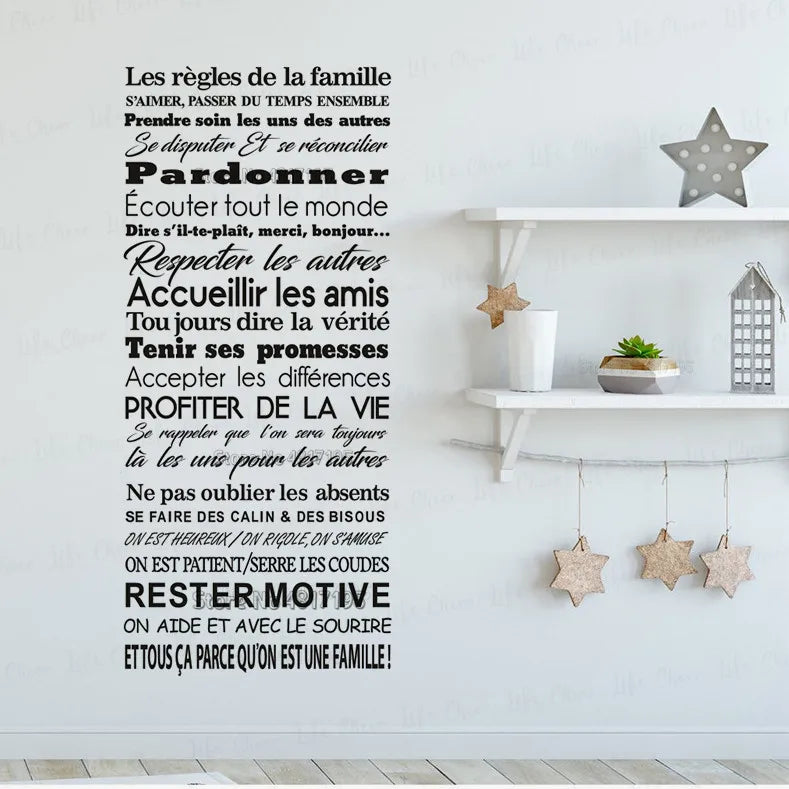 vinyl wall sticker with quote family rules home decor