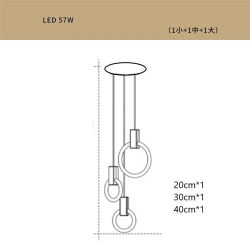 Loft style LED pendant chandelier for staircase - vue 15 sur 17