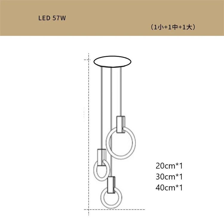 Loft style LED pendant chandelier for staircase - vue 15 sur 17