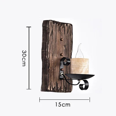 Industrial wood wall light for café and restaurant - vue 8 sur 8