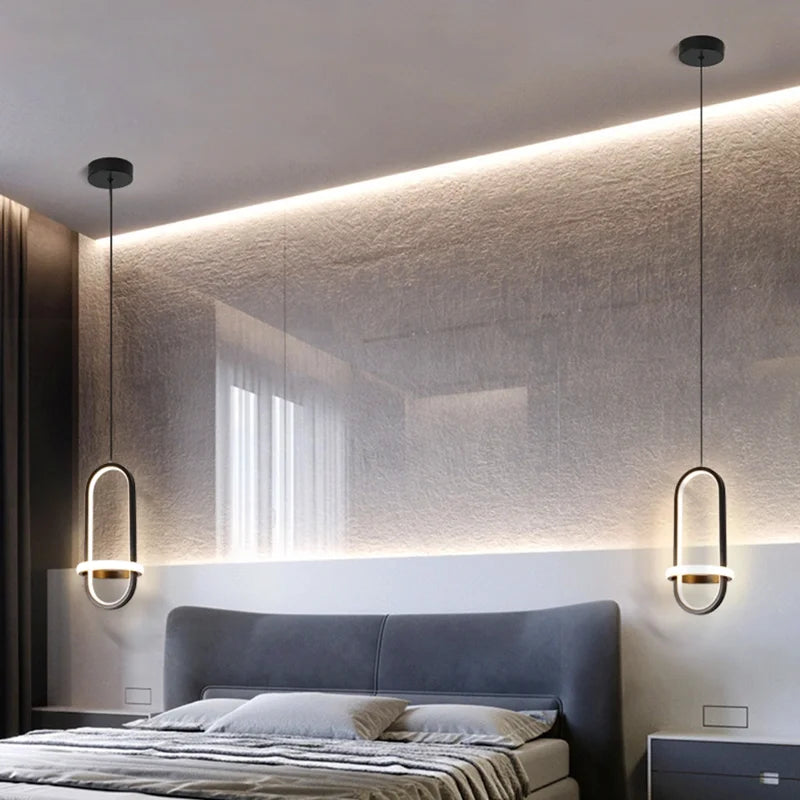 Modern gold decorative LED pendant light for indoor use - vue 4 sur 8