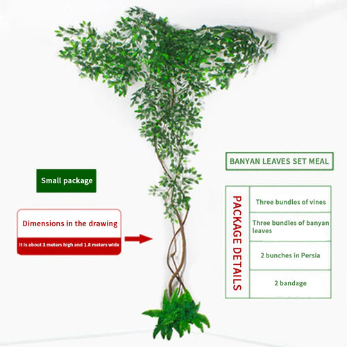 Artificial green plants winding vines, simulated banyan branches, everlasting banyan tree interior decoration, living room, home - vue 11 sur 18