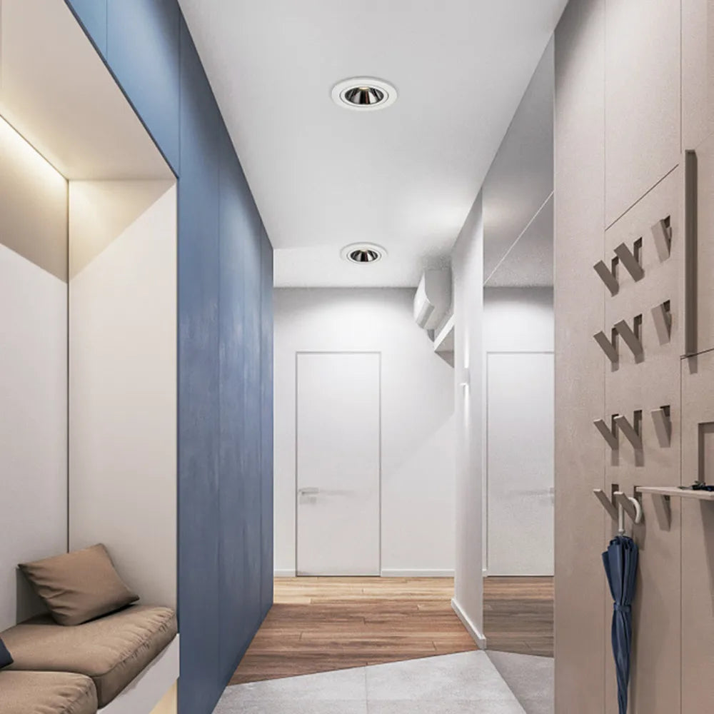 Modern adjustable anti-glare aluminium recessed ceiling light for indoor use - vue 5 sur 8
