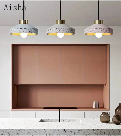 Vintage cement pendant light for bar and café - vue 3 sur 14