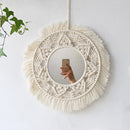 Boho-style macramé wall mirror for interior decoration