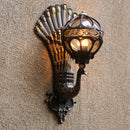 European retro style peacock LED wall light for hotel, villa, balcony or doorway – suitable for indoor and outdoor lighting
