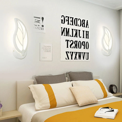 creative acrylic led wall light with leaves - vue 5 sur 8