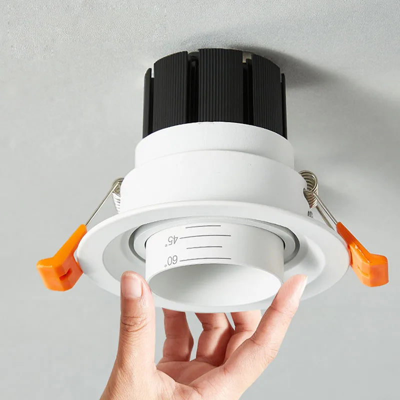 Dimmable recessed spotlights with integrated zoom for indoor lighting
