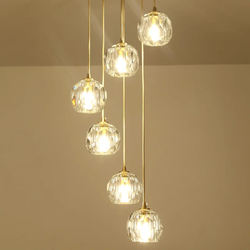 Creative nordic design copper k9 crystal pendant light