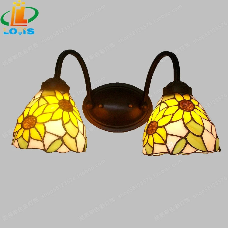 Tiffany style retro stained glass wall light for bar and restaurant - vue 6 sur 9