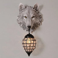 Vintage resin wolf wall light with LED