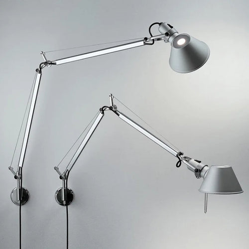 Modern LED wall light with foldable adjustable long arm for reading - vue 2 sur 16
