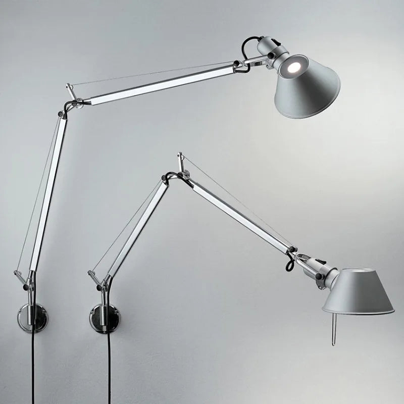 Modern LED wall light with foldable adjustable long arm for reading