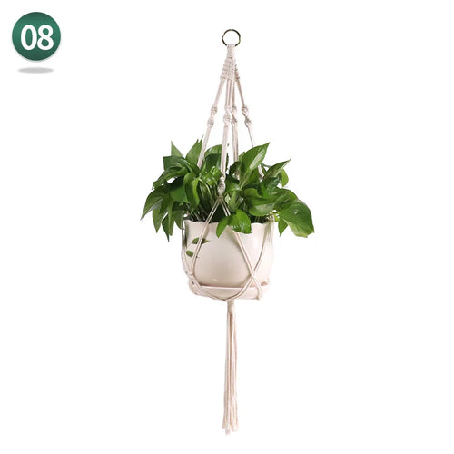 macrame hanging basket for plants crafts home decor - vue 14 sur 18