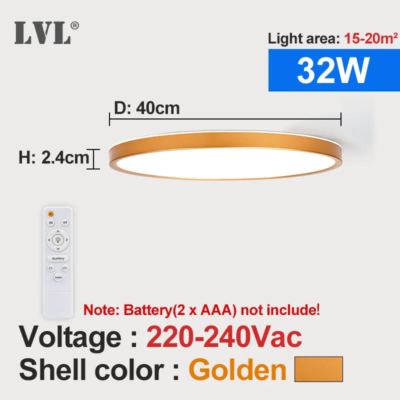 Modern dimmable led ceiling light with remote control - vue 14 sur 14
