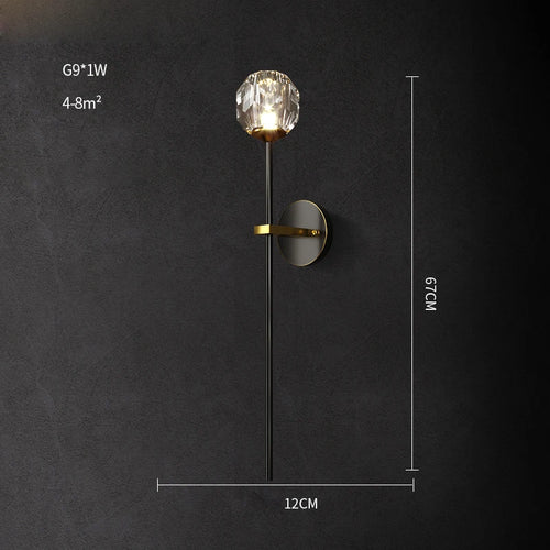 applique murale design en cuivre noir or cristal et pierre - vue 16 sur 22