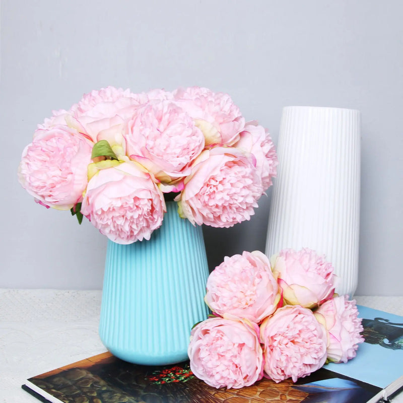 Bouquet of 5 artificial rose and peony heads for wedding decoration
