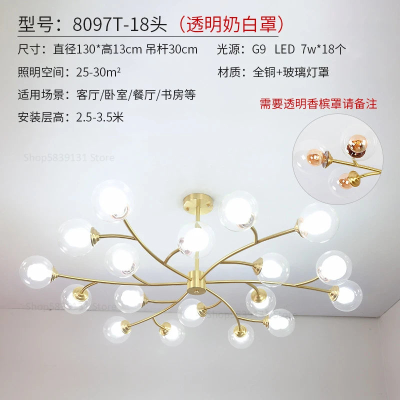 Modern LED chandelier nordic molecular pendant light - vue 8 sur 14
