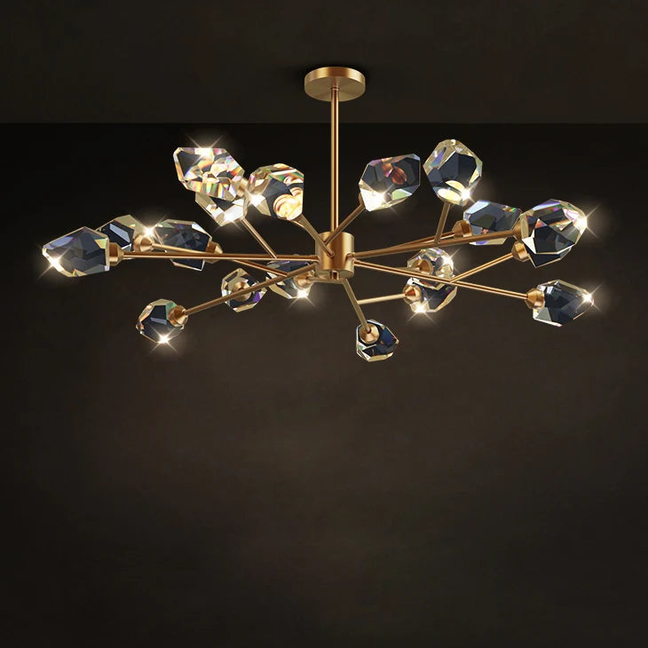 Crystal and copper art deco modern design chandelier
