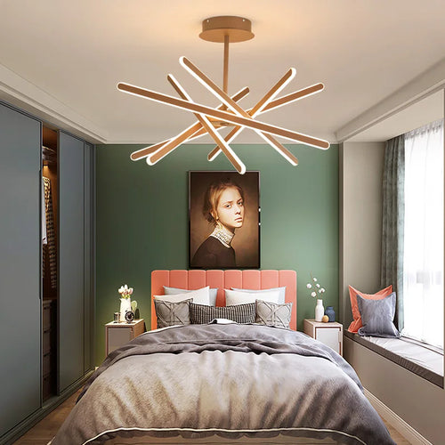 Modern LED chandelier with remote control and dimmable brightness - vue 3 sur 6