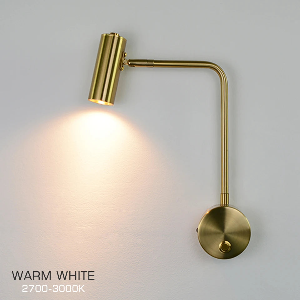 Modern minimalist LED wall light with switch and adjustable angle