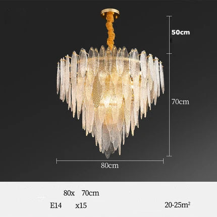 Art Deco LED chandelier in iron and glass with elegant design for modern lighting - vue 12 sur 25