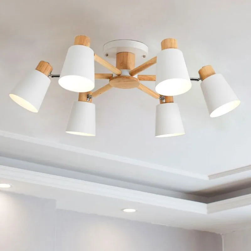 Simple modern solid wood Nordic chandelier - vue 5 sur 18