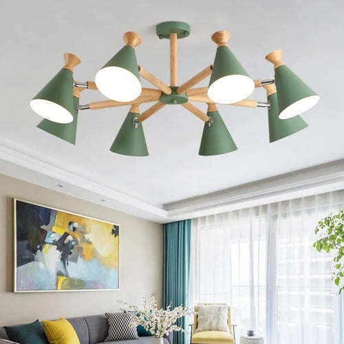 Nordic wooden pendant light for interior decor - vue 2 sur 26