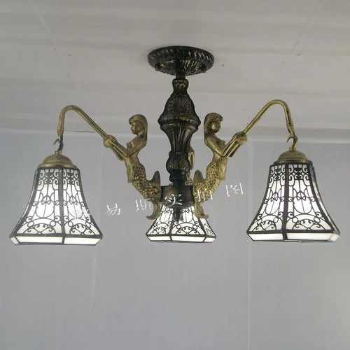 Mediterranean Tiffany mermaid chandelier for creative interiors - vue 15 sur 17
