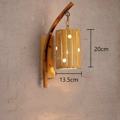 Retro woven bamboo wall light japanese style - vue 10 sur 10