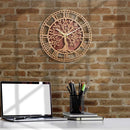 decorative and silent farmhouse style tree of life wooden wall clock