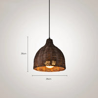 Rattan and bamboo pendant light for interior decor with Asian rustic style