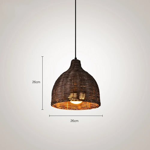 Rattan and bamboo pendant light for interior decor with Asian rustic style