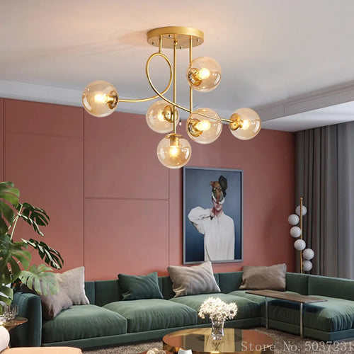 Elegant nordic glass ball ceiling light for modern interiors - vue 5 sur 11