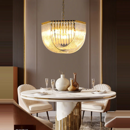 Contemporary chrome and silver hanging chandelier for modern lighting - vue 3 sur 15