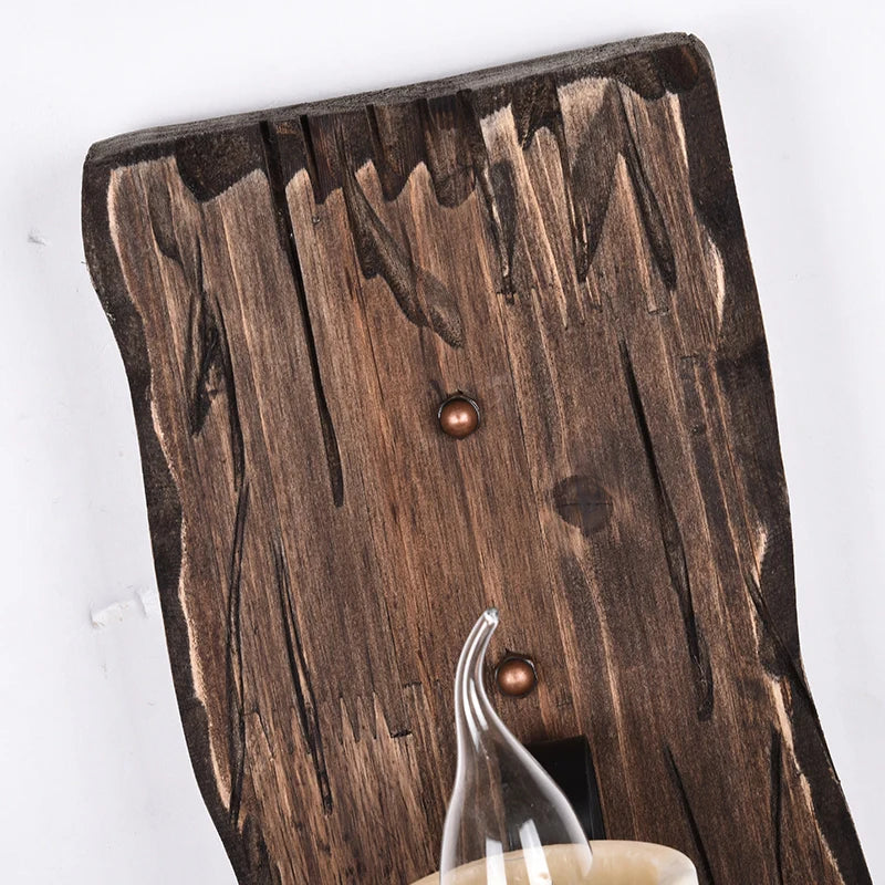 Industrial wood wall light for café and restaurant - vue 6 sur 8