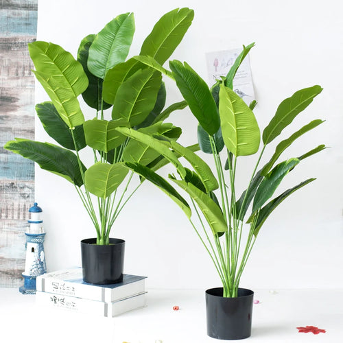 Artificial tropical banana tree with decorative palm leaves - vue 3 sur 10