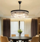 Round crystal chandelier with clear glass pendant design