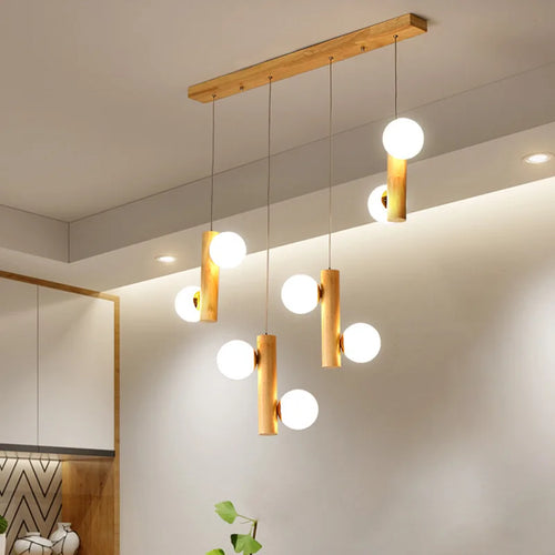 Post-modern wooden pendant light with simple design - vue 5 sur 8