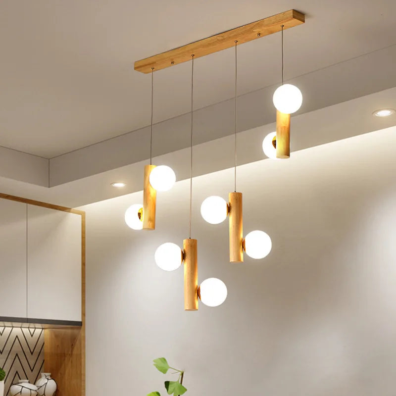 Post-modern wooden pendant light with simple design - vue 5 sur 8