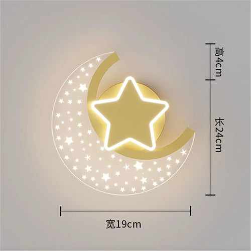 LED star and moon wall light for interior decoration