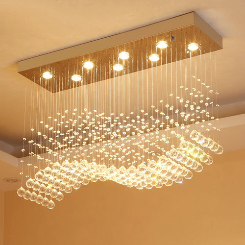 Rectangular crystal lamp for modern bar and restaurant - vue 5 sur 6