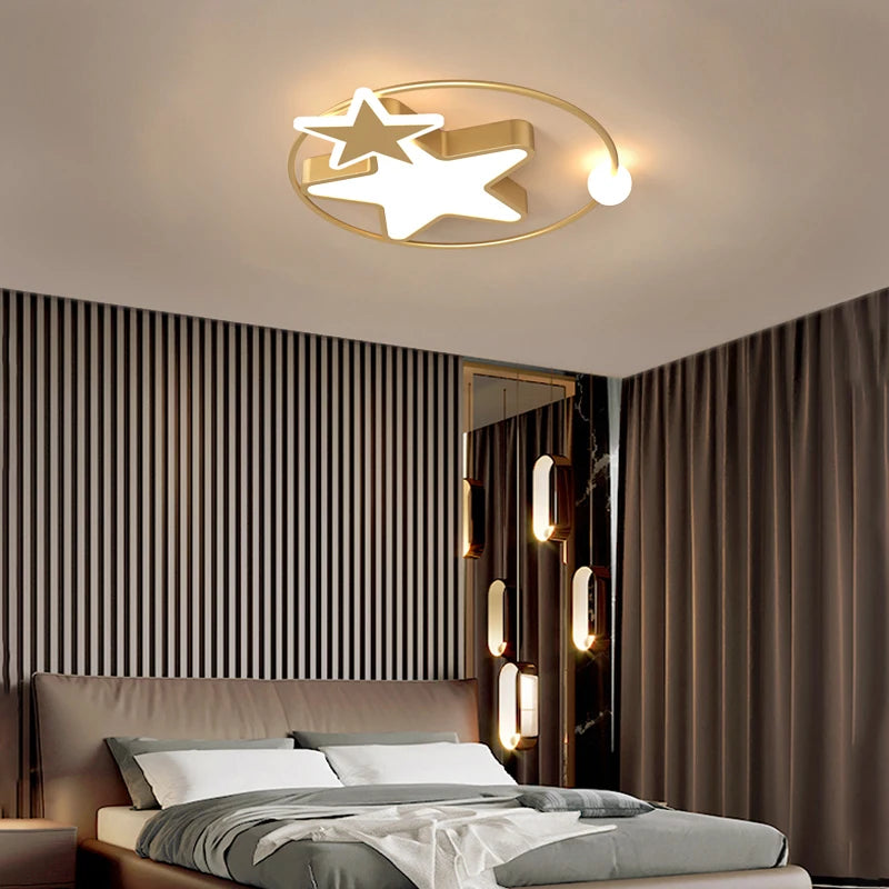 plafonnier led étoile dorée éclairage créatif nordique pour intérieur - vue 5 sur 7