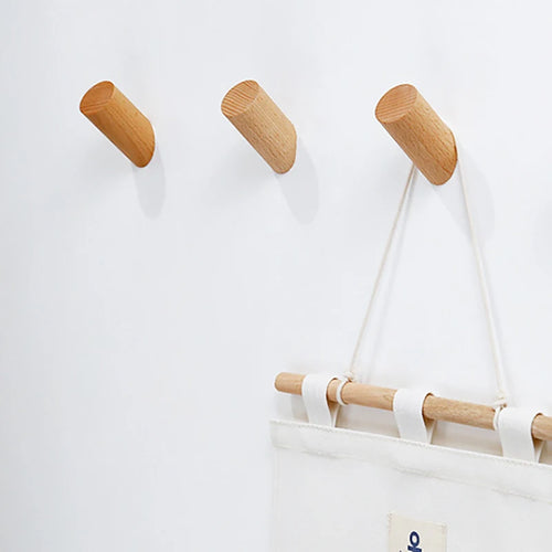 wooden wall hanger with decorative hook for storage - vue 3 sur 7