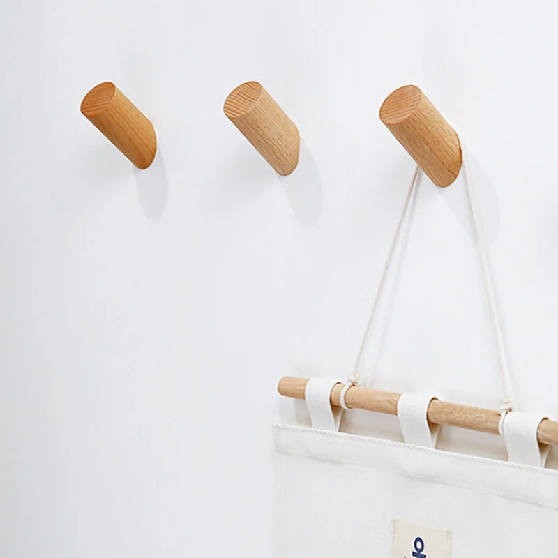 wooden wall hanger with decorative hook for storage - vue 3 sur 7