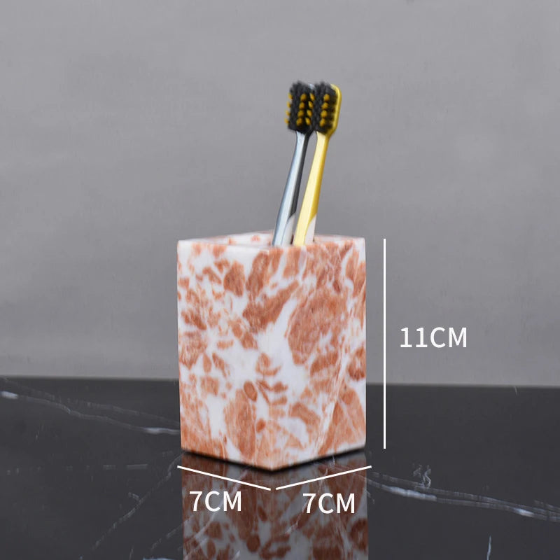 natural marble bathroom accessory set - vue 10 sur 17