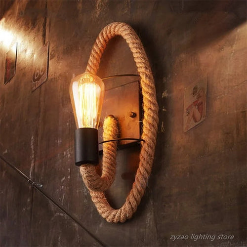 Industrial vintage hemp rope wall light - vue 2 sur 8