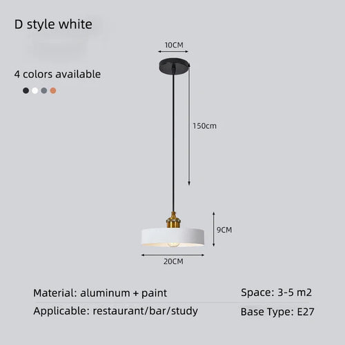 Minimalist modern retro loft pendant light with lampshade for kitchen, dining room, bedroom, restaurant - vue 20 sur 22